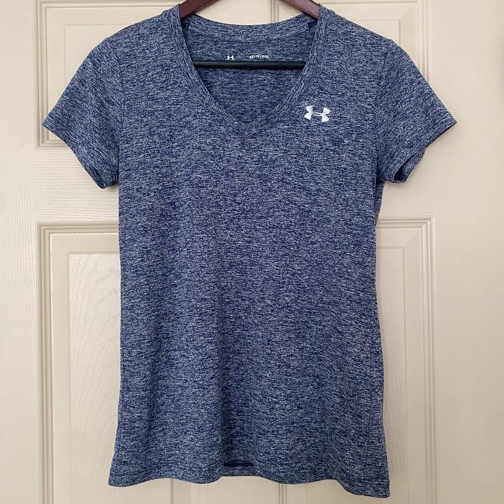 Under Armour Short Sleeve V Neck in Heather Gray, XS